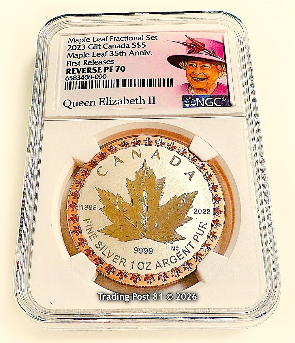 2023 CANADA - 35th Anniv. Silver Maple Leaf - GILT Silver/Gold - REVERSE PF 70
