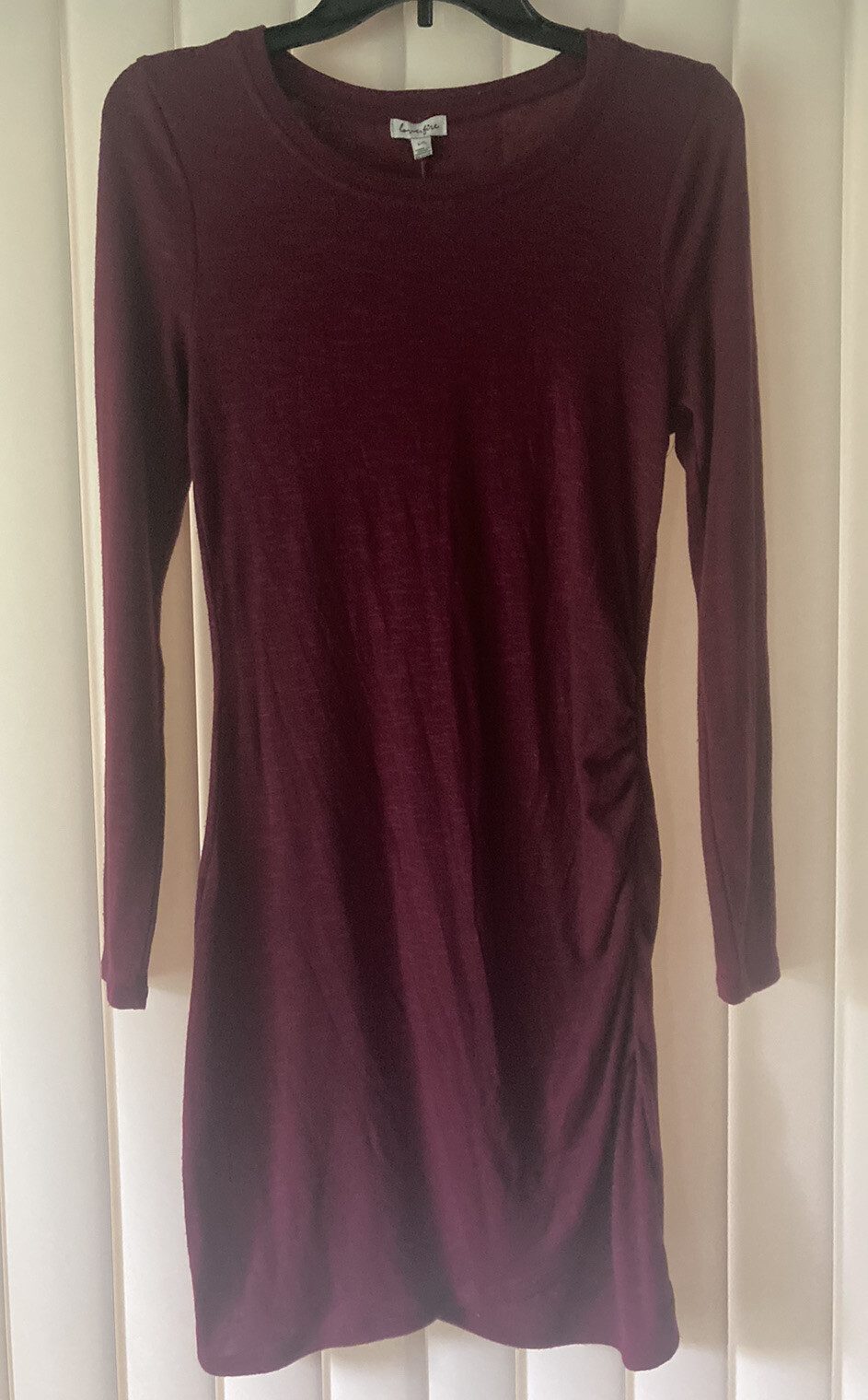 LOVE FIRE PLUM WINE FITTED DRESS JRS SIZE LARGE FITTED SEXY SOFT COMFORTABLE NEW