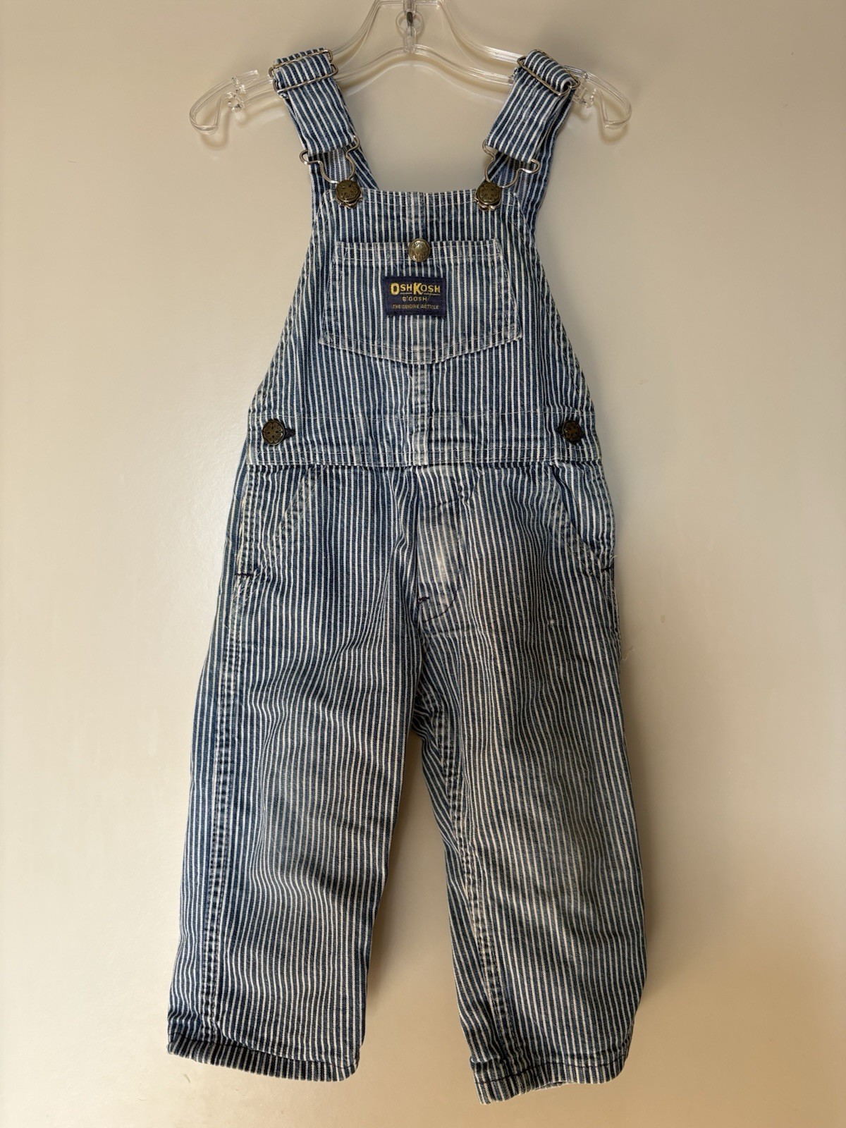 Oshkosh 1980s Vintage Blue Pinstripe Railroad Overalls Size 2T. Made In The USA