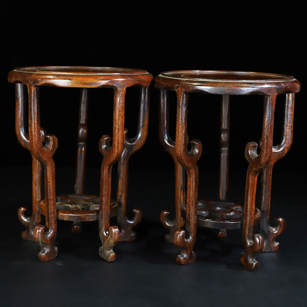 A Pair Chinese Natural Rosewood Handcarved Exquisite Base 18419 A Pair Chinese Natural Rosewood Handcarved Exquisite Base 18419