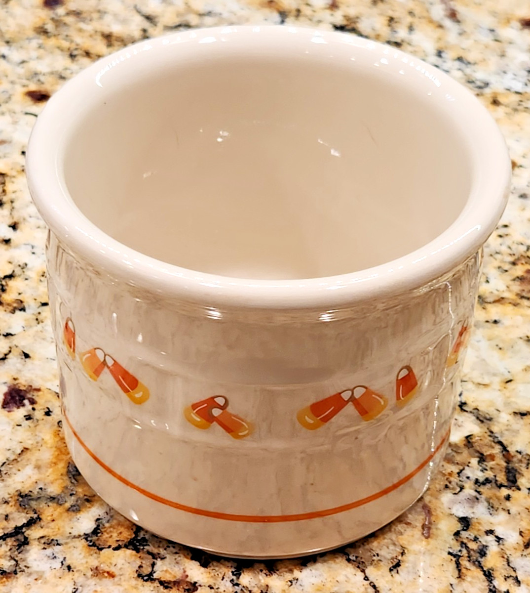 Longaberger Pottery One Pint Candy Corn Crock - Fall Halloween - Made in USA