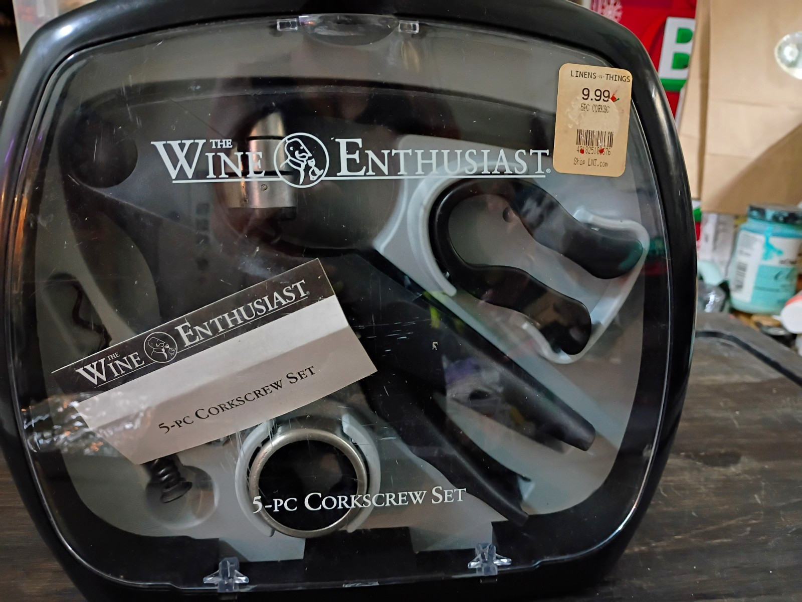 The Wine Enthusiast 5-Pc Lever Corkscrew Set w/ Foil Cutter & Display Box The Wine Enthusiast 5-Pc Lever Corkscrew Set w/ Foil Cutter & Display Box