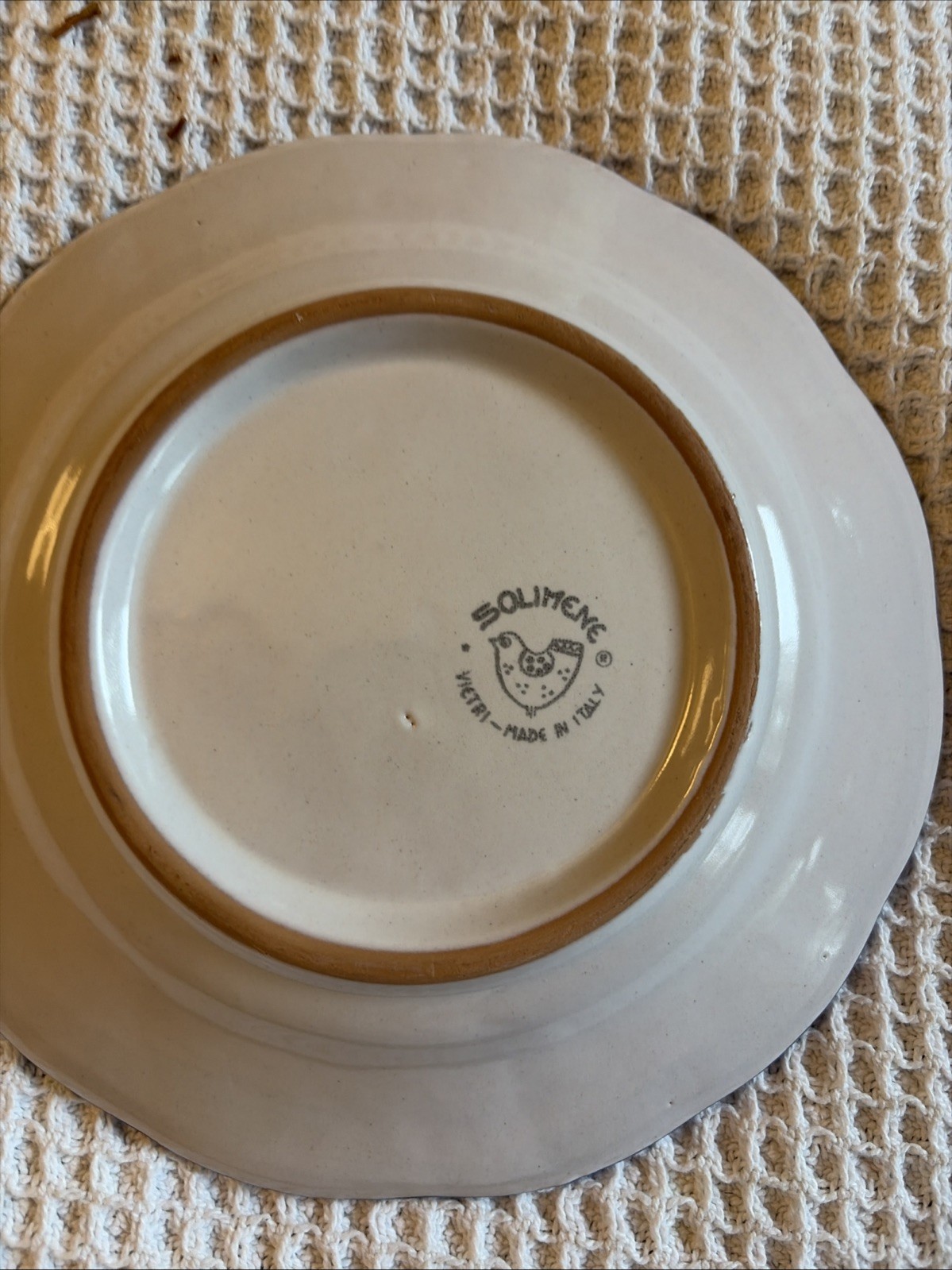 8 Solimene Plates.   Italy.  4 Salad 4 Dinner.  Used Some Wear