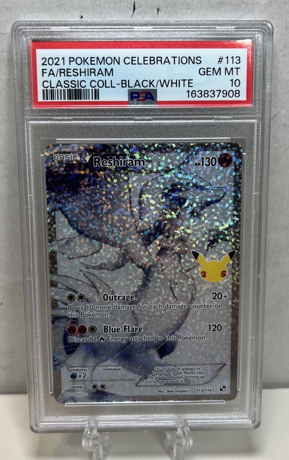 2021 POKEMON CELEBRATIONS CLASSIC COLLECTION #113 FULL ART/RESHIRAM PSA 10