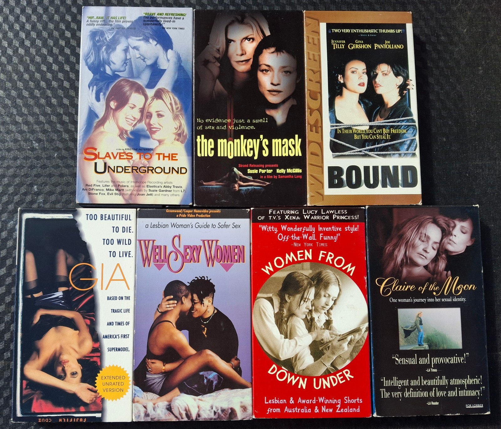 7 Rare Lesbian VHS Tapes Bound Gia Xena Wolfe Claire of the Moon Sexy Down Under 7 Rare Lesbian VHS Tapes Bound Gia Xena Wolfe Claire of the Moon Sexy Down Under