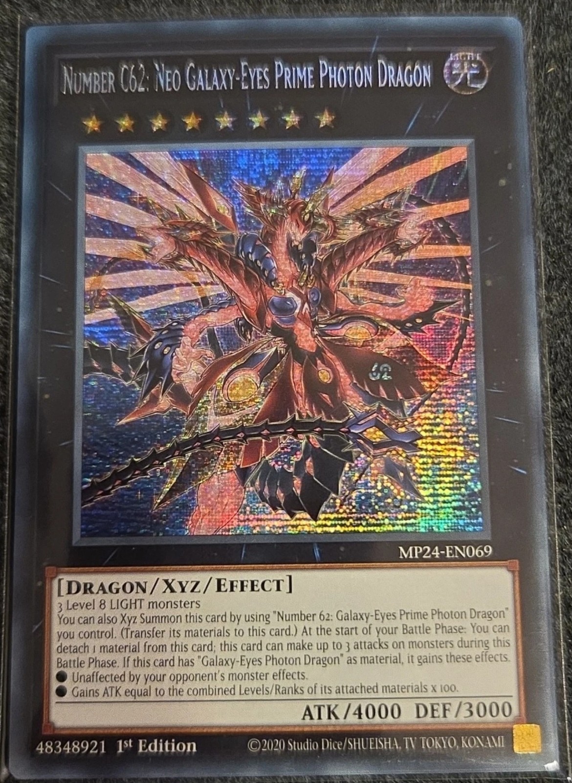 Yugioh Number C62 Neo Galaxy Eyes Prime Photon Dragon MP24 1st Ed Secret Rare NM