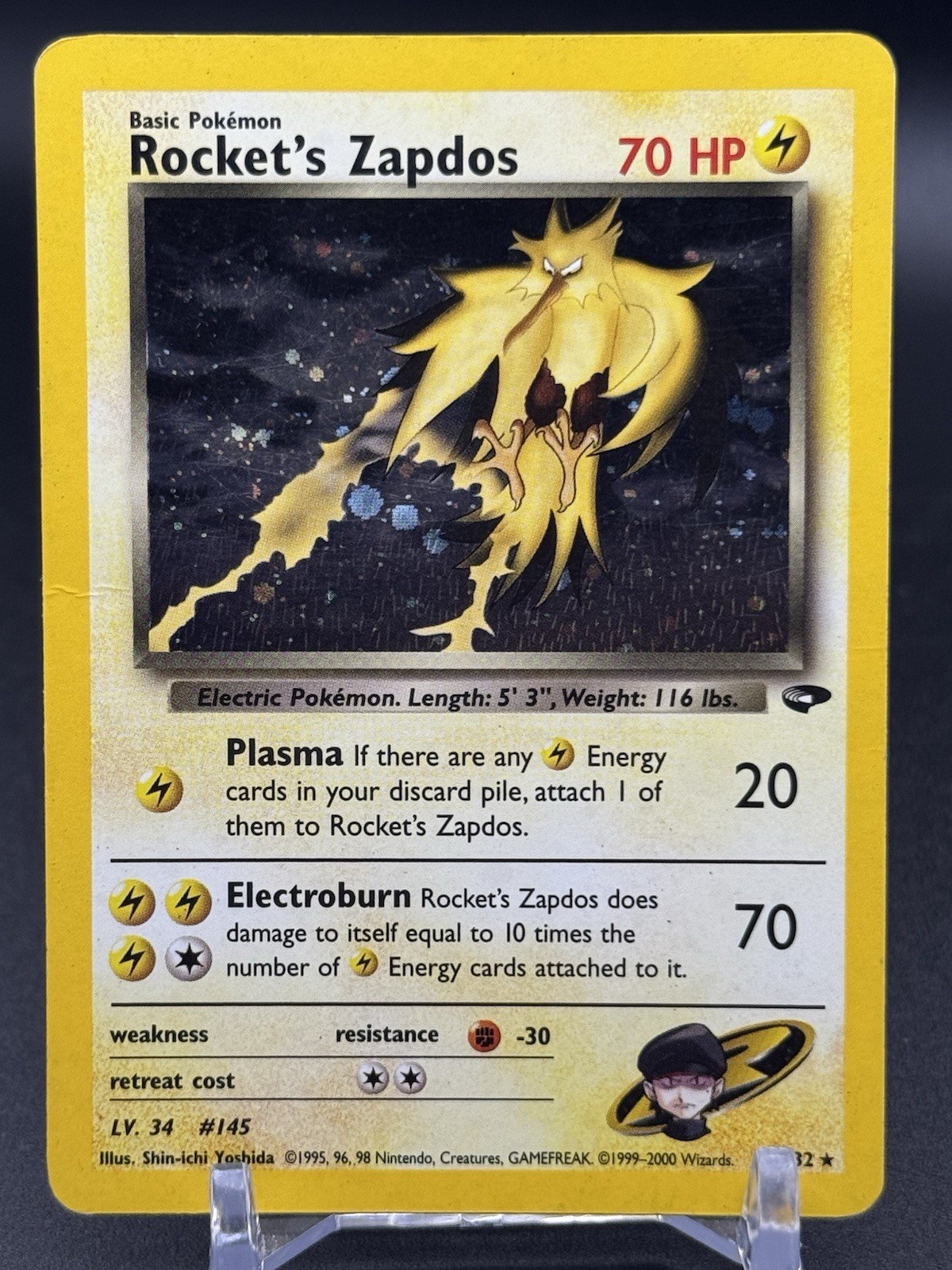 Pokémon TCG Rocket\'s Zapdos 15/132 Gym Challenge Holo MP