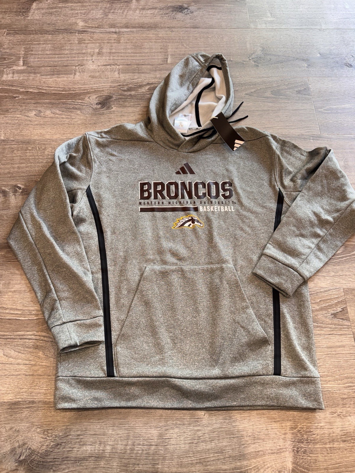 NWT Adidas Western Michigan Mens Large Broncos Basketball performance hoodie New
