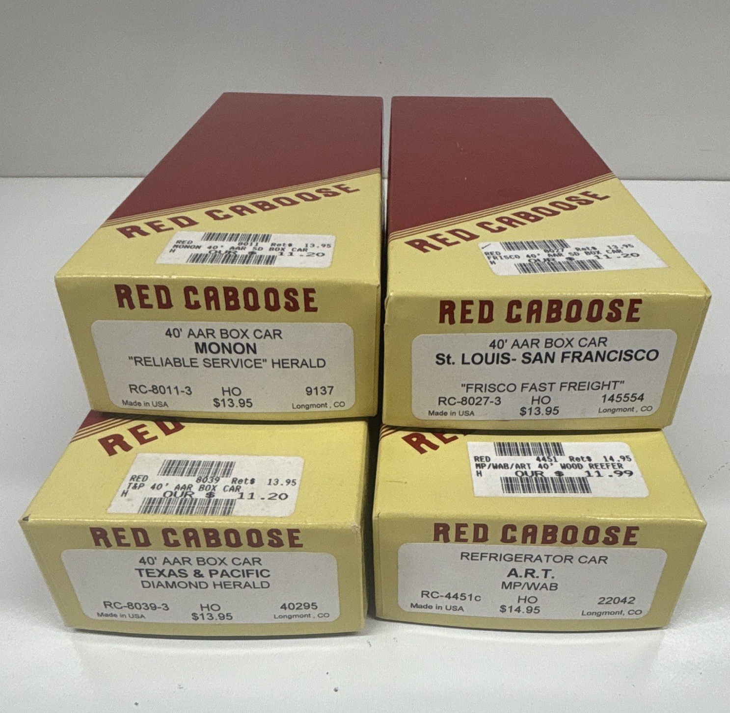 Red Caboose HO 1:87 4pc Freight Car Lot Boxcars + ART Reefer RC-8011-3