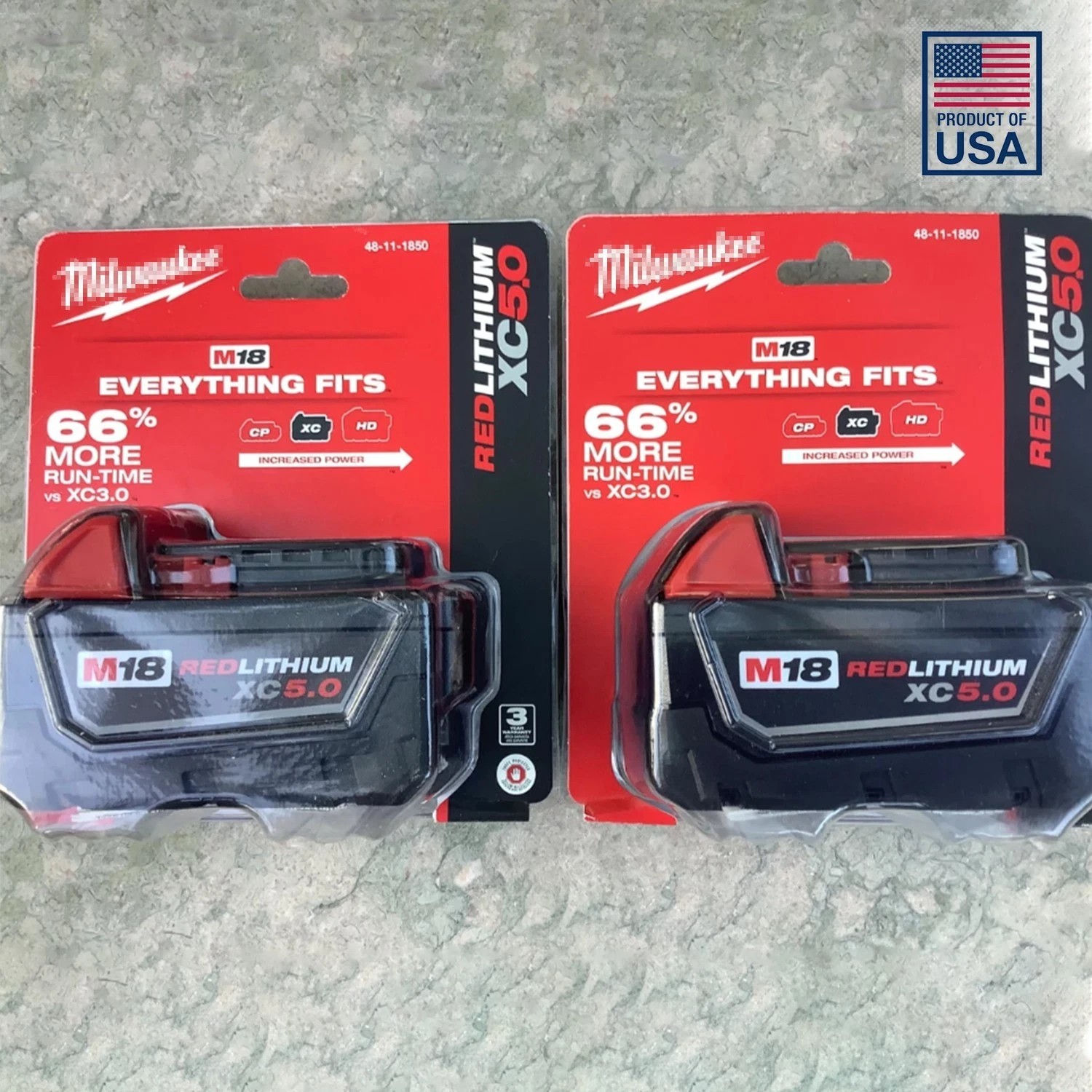 Milwaukee genuine 48-11-1850 M18 REDLITHIUM XC5.0 Extended Capacity Battery 2-PK