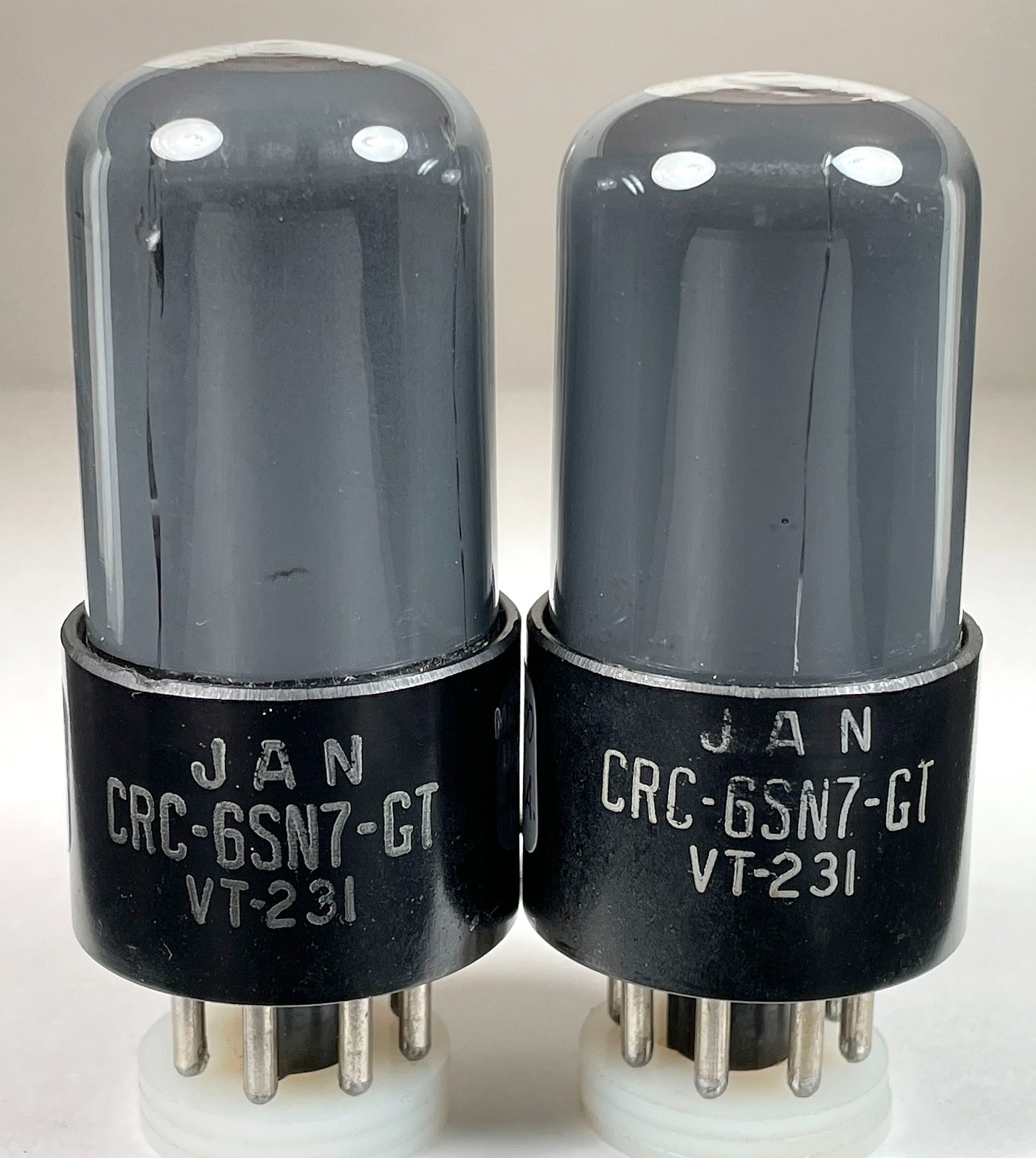 2 1944 RCA JAN-CRC-6SN7GT VT-231 smoked glass tubes TV7 AT1000 tested strong