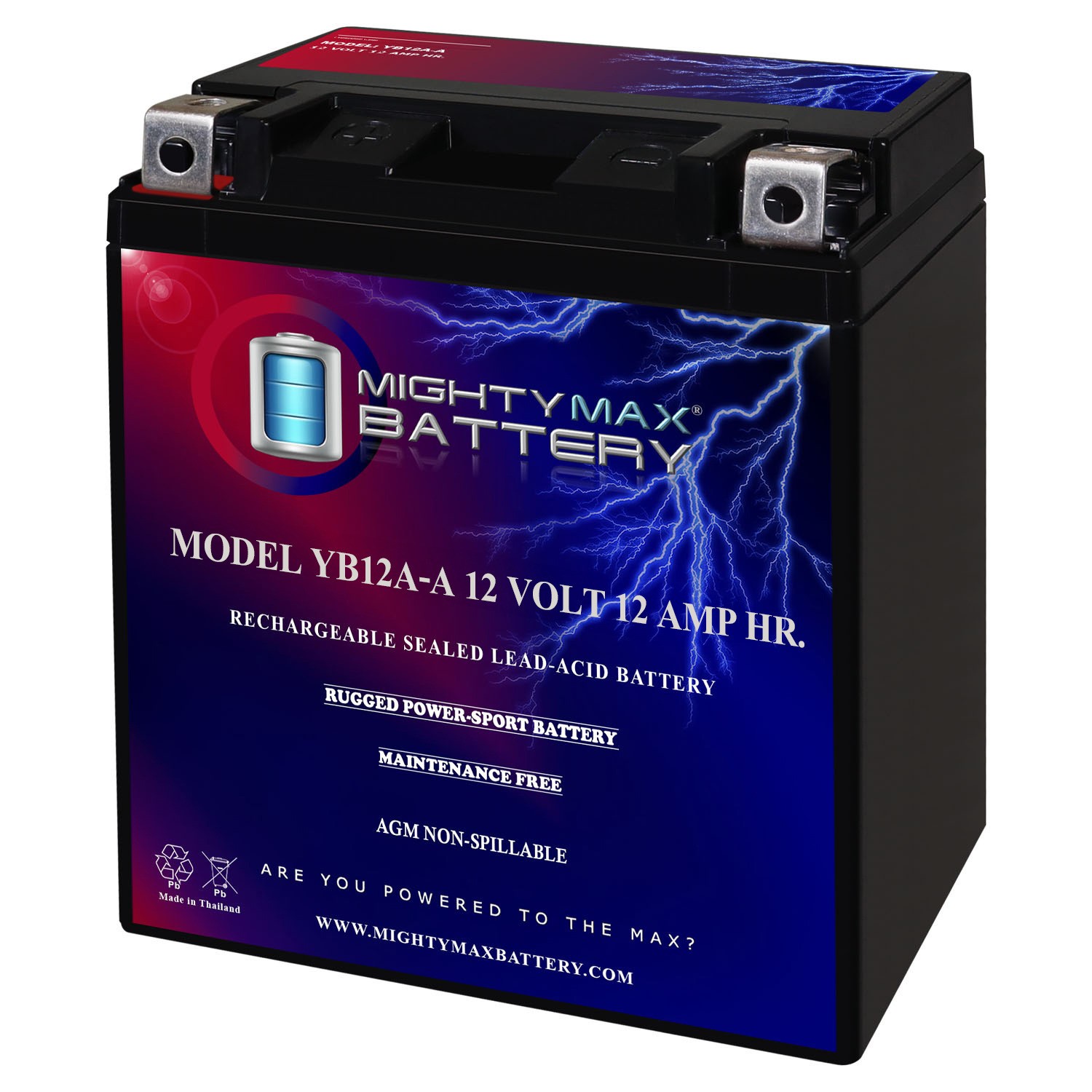 Mighty Max YB12A-A 12V 12AH Replacement Battery for MotoBatt MB12U