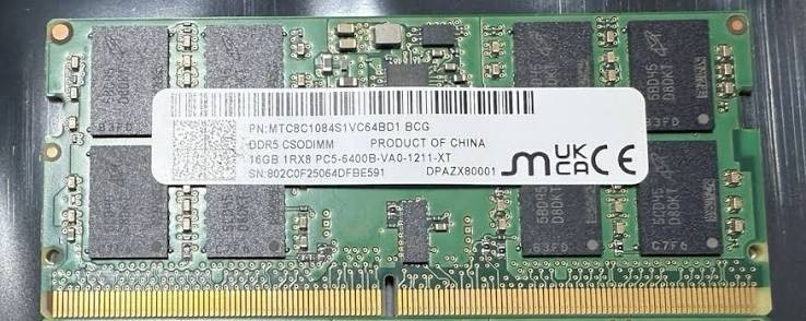 32GB (2x16GB) Micron DDR5 6400MT/s SO-DIMM RAM Kit - MTC8C1084S1VC64BD1 KFF 32GB (2x16GB) Micron DDR5 6400MT/s SO-DIMM RAM Kit - MTC8C1084S1VC64BD1 KFF