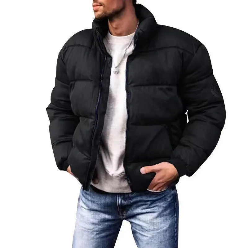 Men’s Quilted Puffer Coat, Warm Windproof Winter Jacket