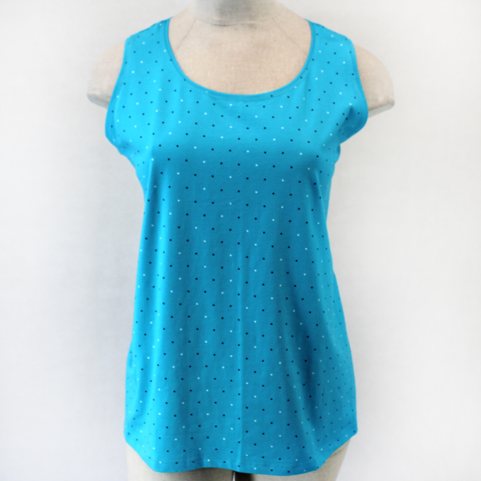 Catherines Plus Suprema Blue Polka Dot Cotton Tank Top Blouse 4X 30/32 Catherines Plus Suprema Blue Polka Dot Cotton Tank Top Blouse 4X 30/32