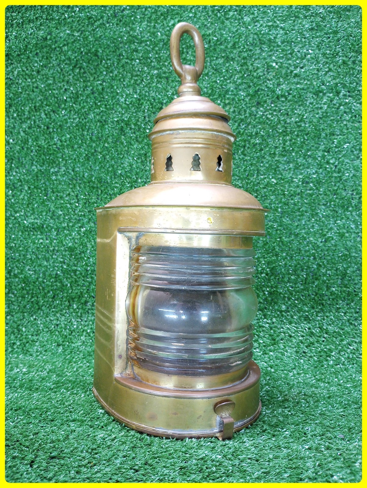 Vintage 1930's Lamp National Marine Lamp Company Brass Thick Glass Hanging