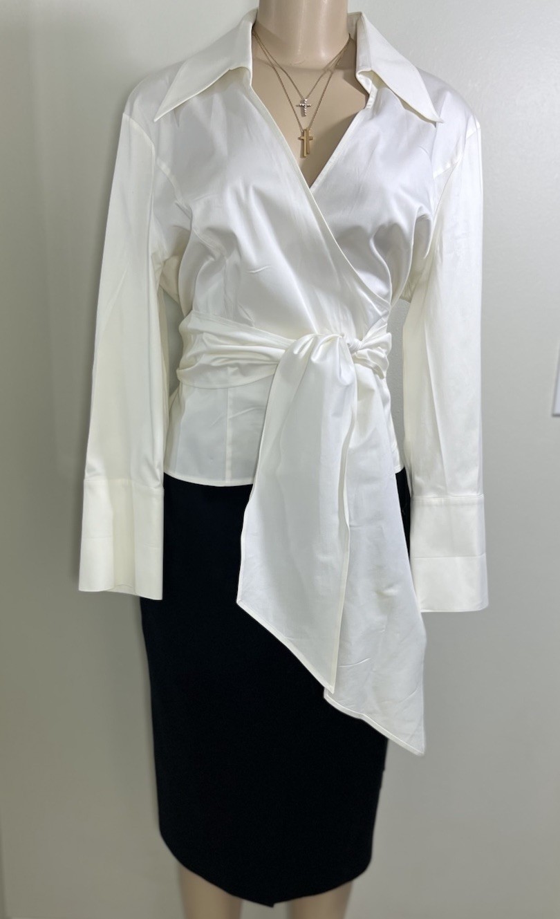 Vintage ESCADA 2Pc Wrap Blouse Pencil Skirt Set Size 42 Margaretha Ley
