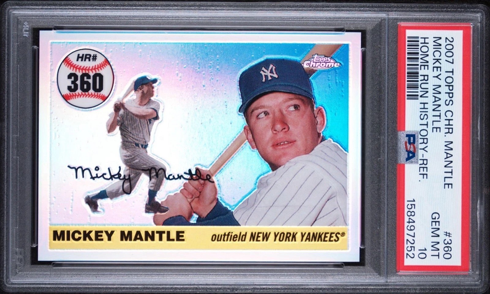 PSA 10 Mickey Mantle /500 Refractor 2007 Topps Chrome Mantle Home Run History