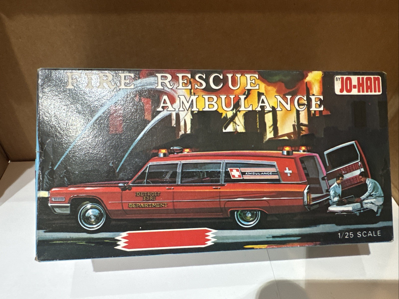 Vintage HTF Jo-Han Fire Rescue Ambulance .  