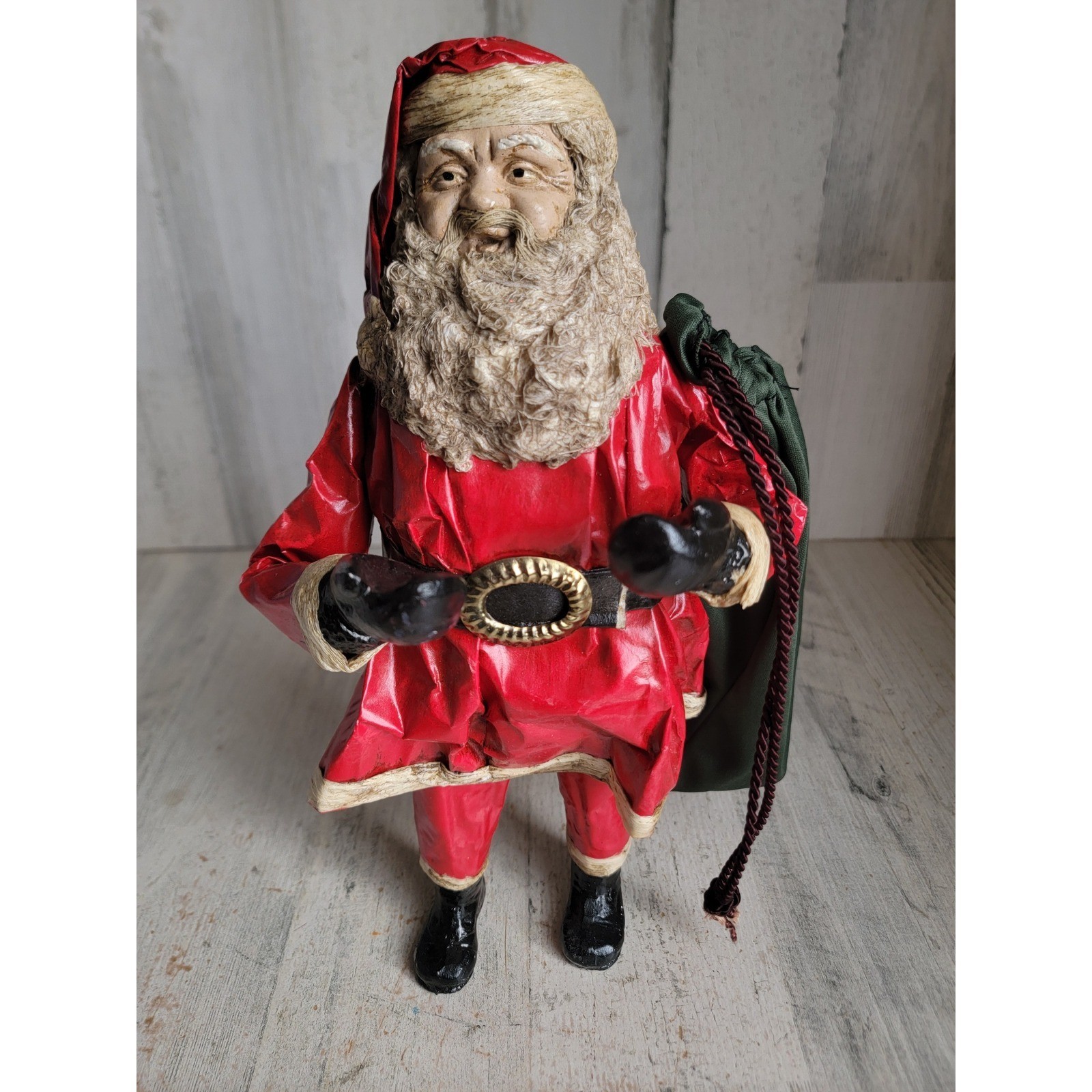 Santa red robe paper mache claus Xmas figure vintage unique home decor