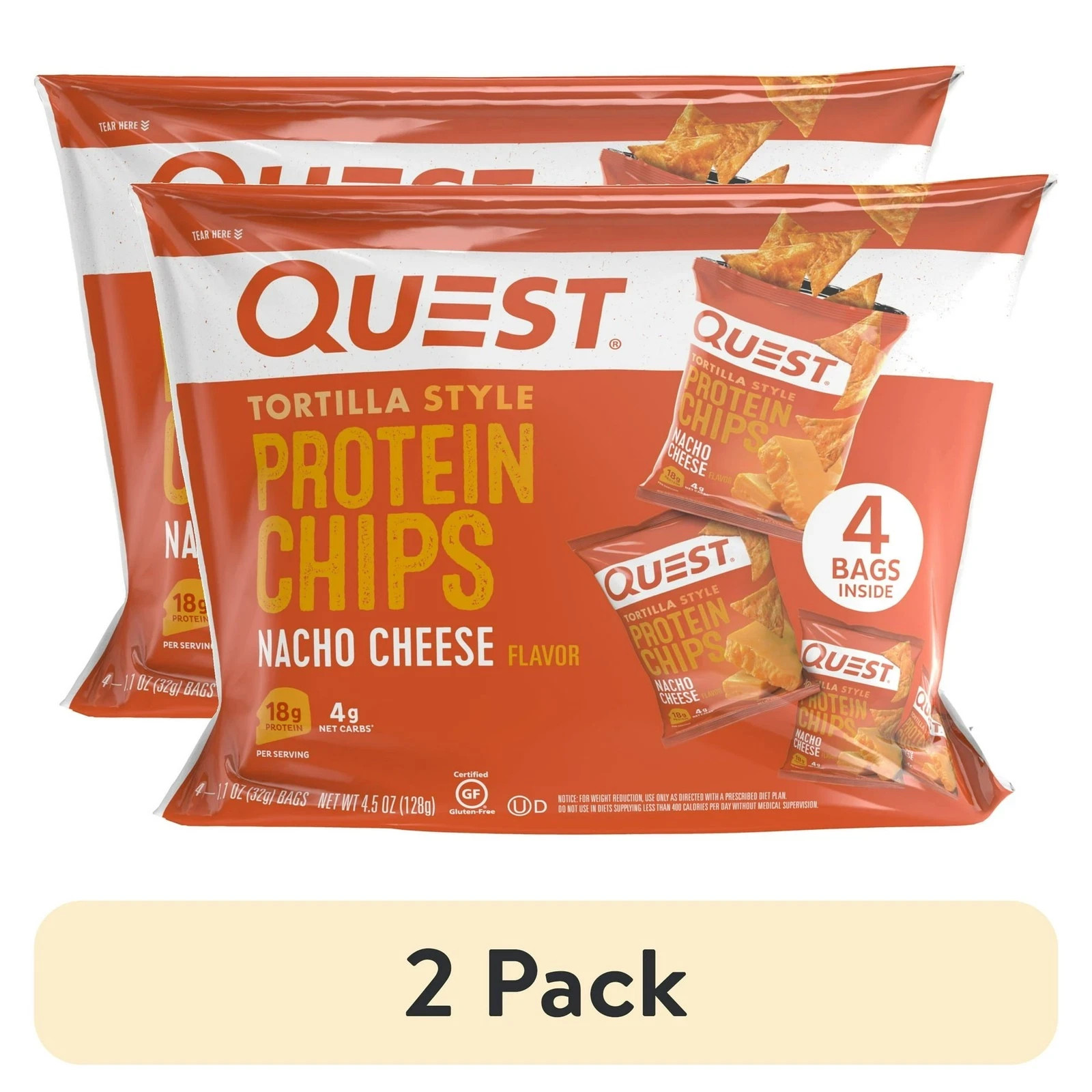 Quest Tortilla Style Protein Chips - Nacho Cheese (8 Bags) 
