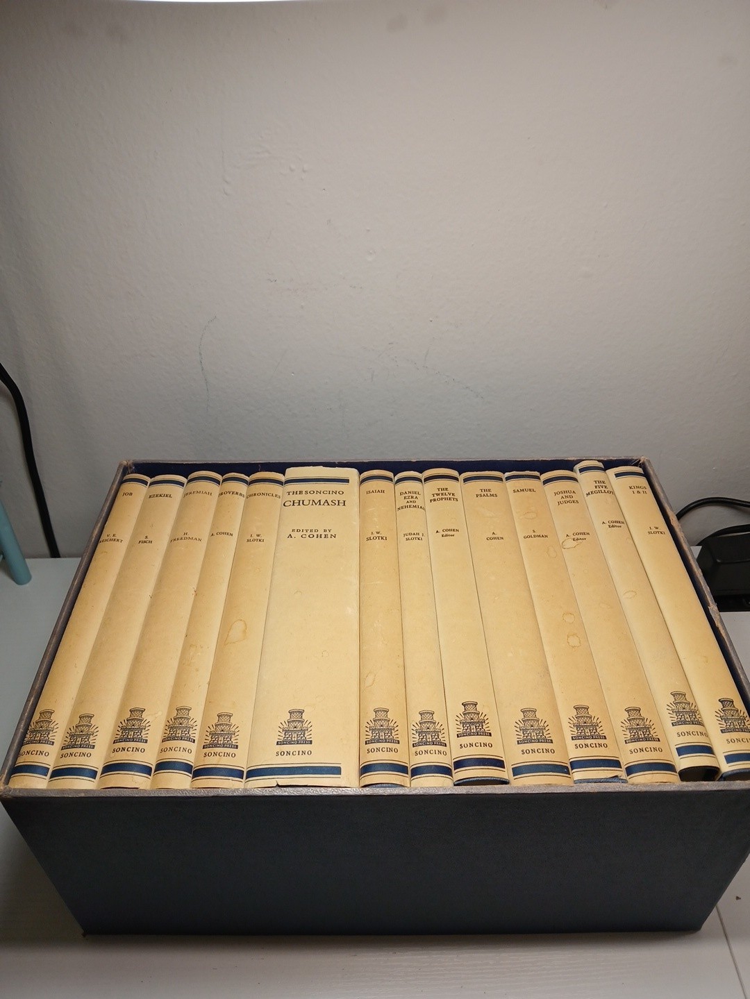 COMPLETE SONCINO 14 Volume Tanach Torah Hebrew English Judaica Classic With Case
