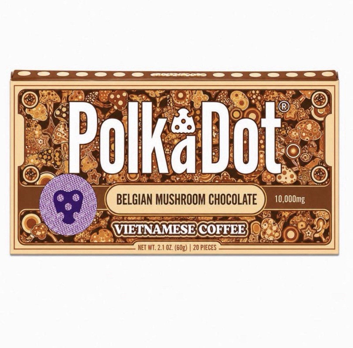 PolkaDot Mushroom Belgian Milk - Vietnamese Coffee 10,000mg 20 piece | Authentic PolkaDot Mushroom Belgian Milk - Vietnamese Coffee 10,000mg 20 piece | Authentic