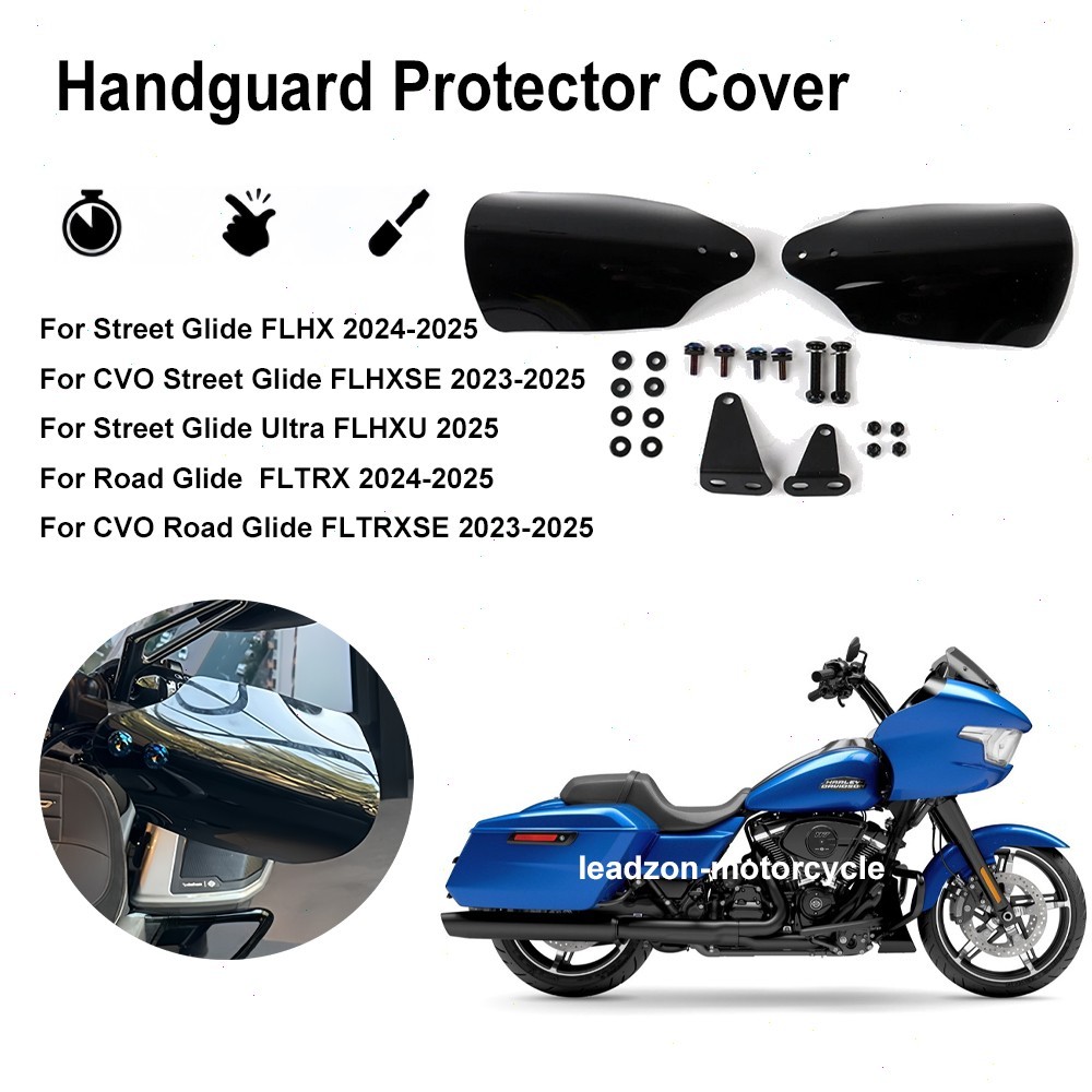 Black Front Hand Guard Protector Kit For Harley CVO Road Glide FLTRXSE 2023-2026