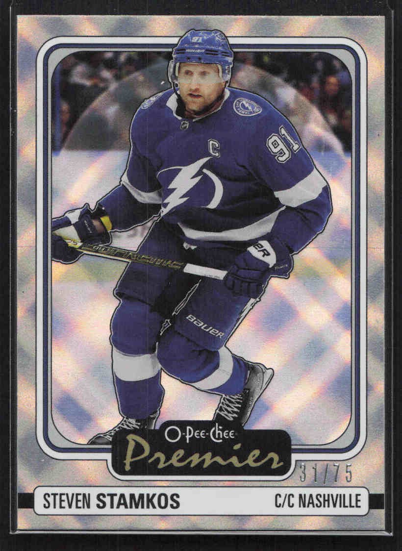 2024-25 O-Pee-Chee #P-14 Steven Stamkos Premier Diamond Rainbow #/75