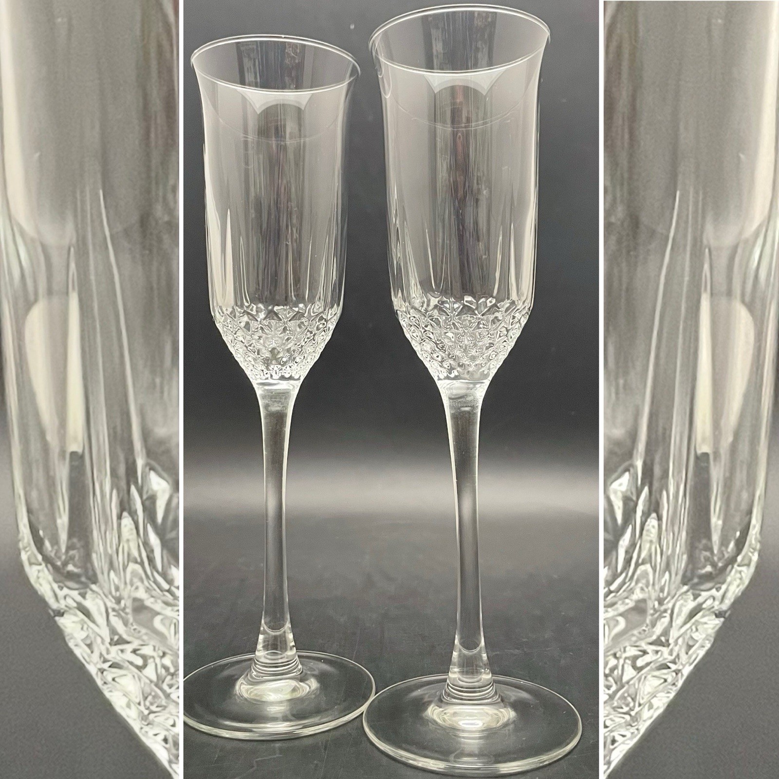 Cristal D\'Arques Durand 2pc Classic Wine/Champagne Flutes Made in France 8\ Cristal D\'Arques Durand 2pc Classic Wine/Champagne Flutes Made in France 8\