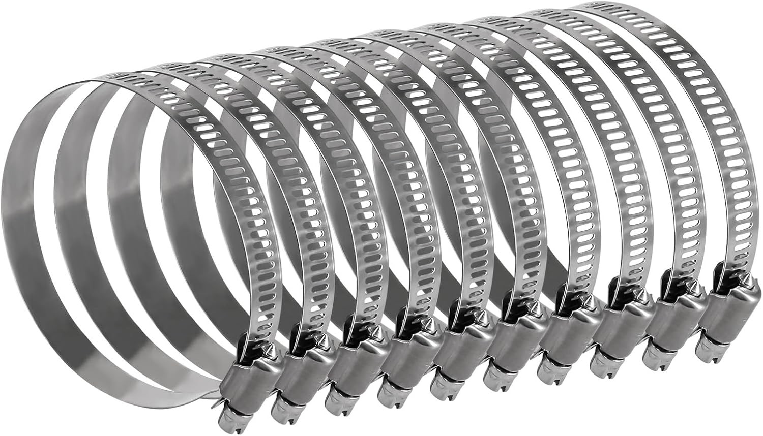 4.5 Inch Stainless Steel Heavy Duty Hose Clamps, 10 Pack | Adjustable Metal
