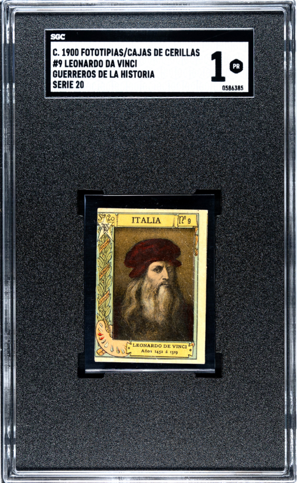 c. 1900 Fototipias #9 Leonardo da Vinci card SGC 1 Grail Pop 5 -- Stollwerck c. 1900 Fototipias #9 Leonardo da Vinci card SGC 1 Grail Pop 5 -- Stollwerck