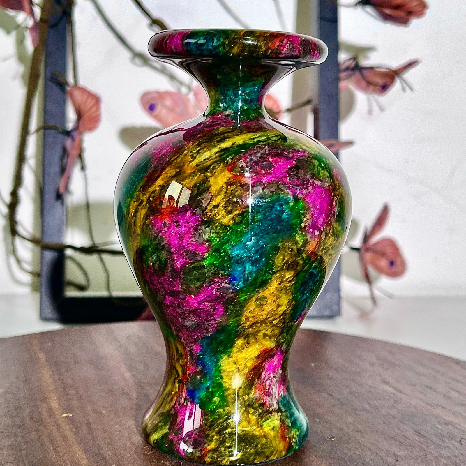 1.93LB Rare and Natural Chinese Rainbow Jade Vase