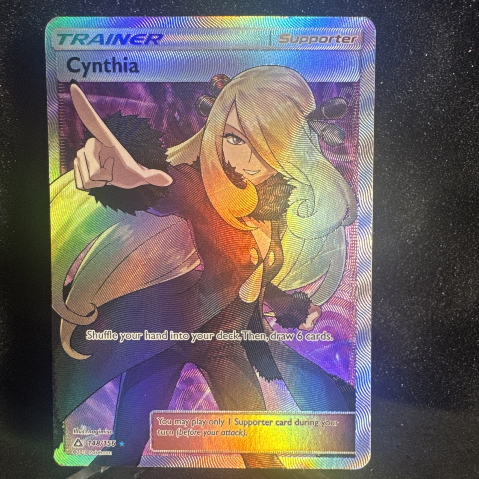 Cynthia 148/156 Ultra Prism Holofoil Full Art  Pokemon MP (Scratches on back)