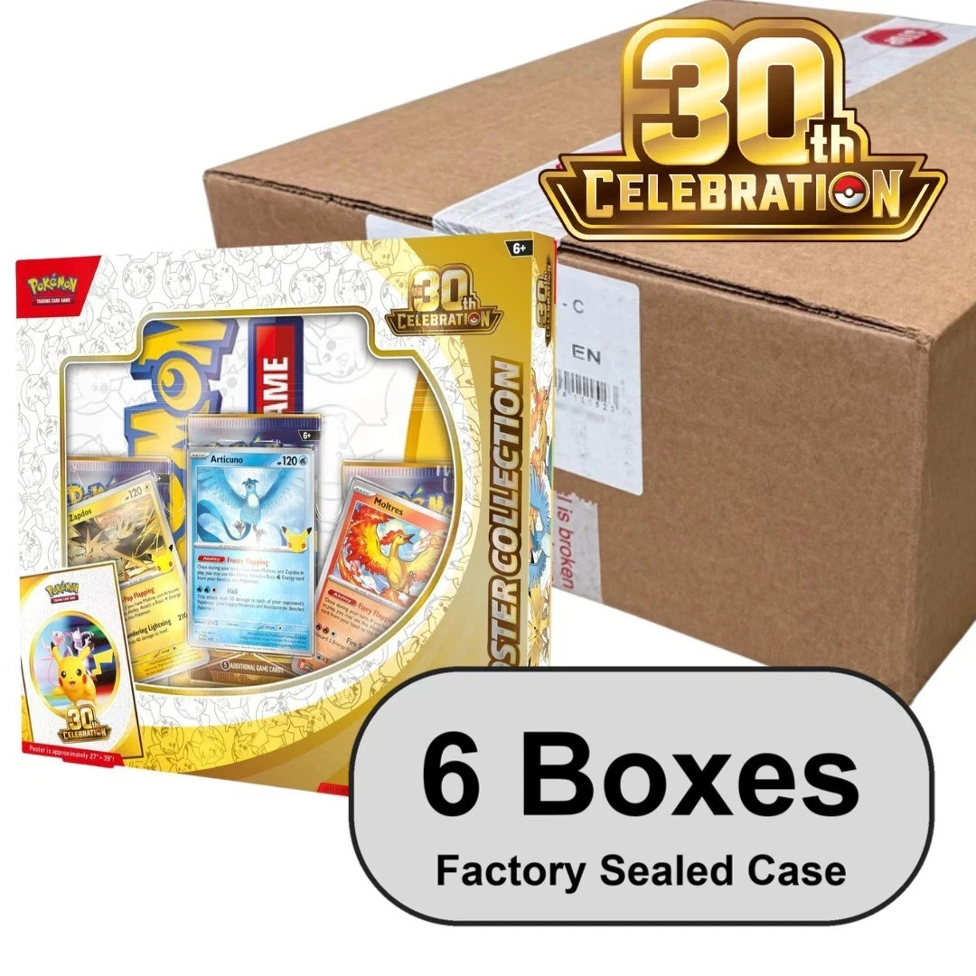 Sealed Case 6ct Pokemon 30th Anniversary Celebration Poster Collection 9/16