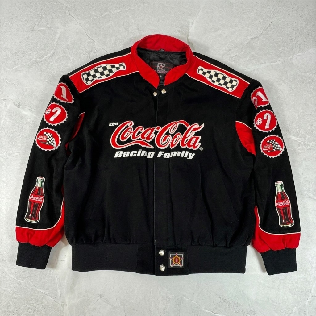 JH Designs NASCAR Coca-Cola Racing Family Jacket Red Black Size S,M,L,XL,2XL