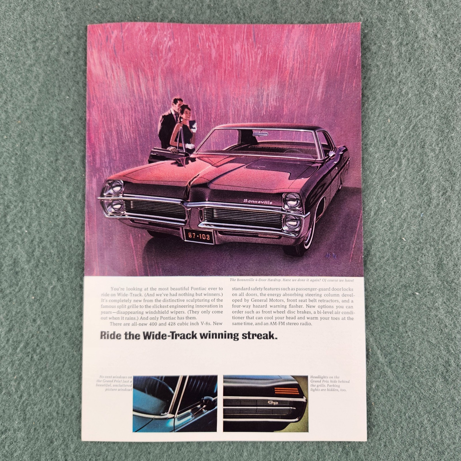 1967 Pontiac Automobile Sleek Beautiful GM MCM Vintage Print Ads Pick Em