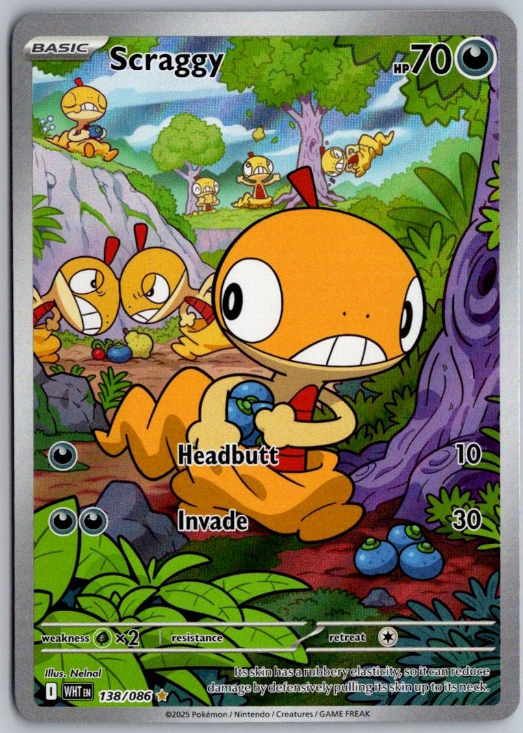 Scraggy 138/086 White Flare Holo Illustration Rare Pokemon Near Mint Scraggy 138/086 White Flare Holo Illustration Rare Pokemon Near Mint