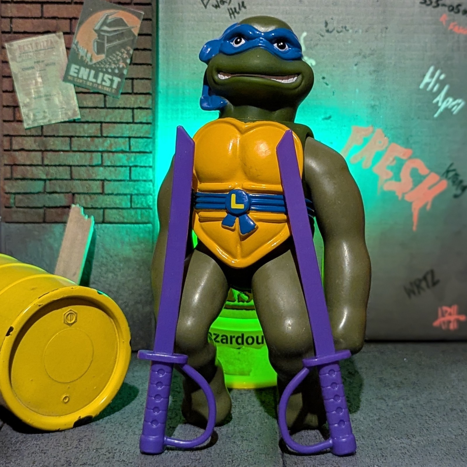 TMNT (Playmates, 1996) Vintage LEONARDO Stretch Figure 100% COMPLETE Authentic 