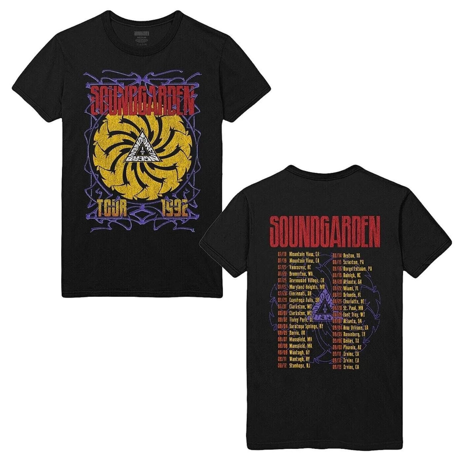 Soundgarden 1992 Tour Retro Graphic Tee Unisex Cotton Black T-Shirt