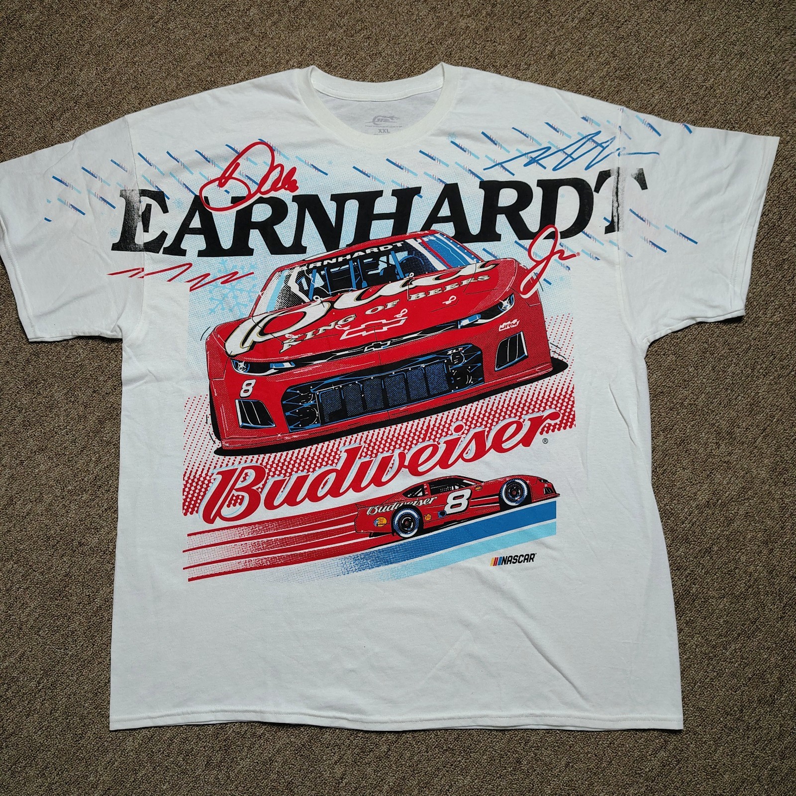 Dale Earnhardt Jr #8 Budweiser NASCAR T-Shirt XXL White Racing Tee JR Motorsport