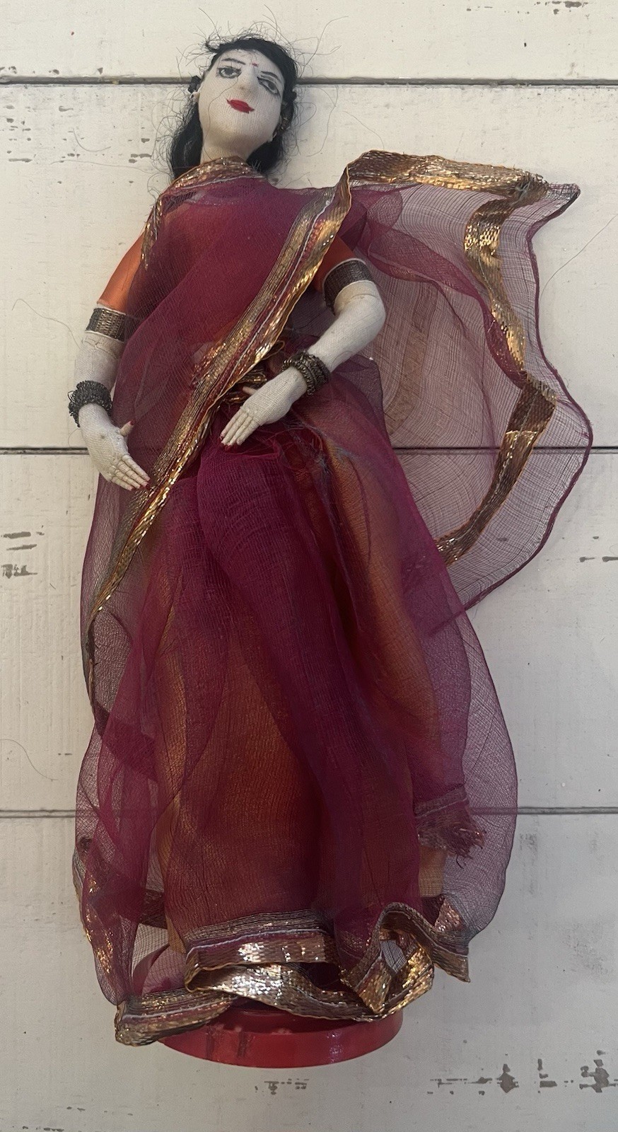 Vintage Handcrafted Indian Cultural Doll 10” Traditional Sari Folk Art Figurine