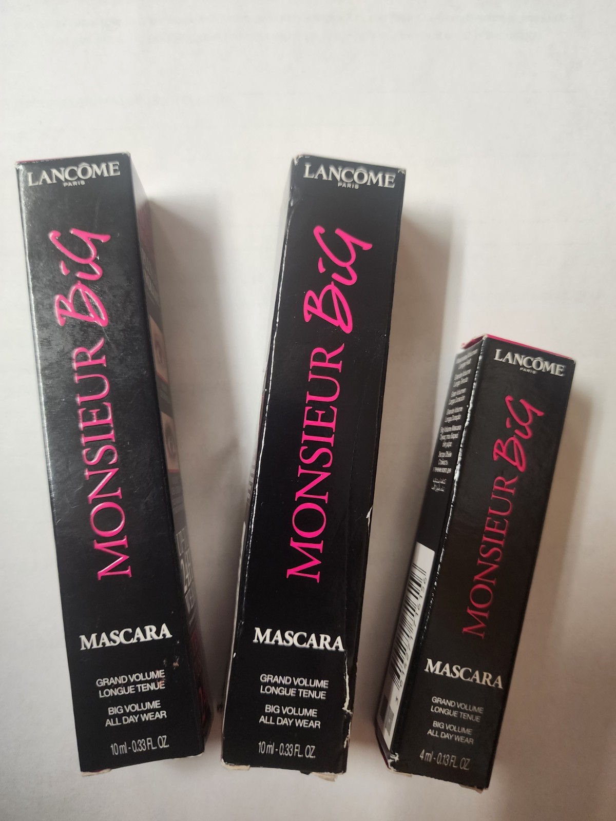 3pk Lancome Monsieur Big Mascara Big Volume Black Mascara*2 Full Sz 10ml & 4ml
