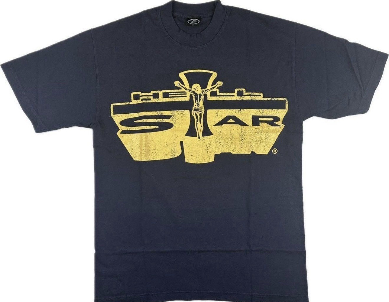 Hellstar Overseas Exclusive Jesus Navy/Gold Tee (Brand New) Authentic & Sealed