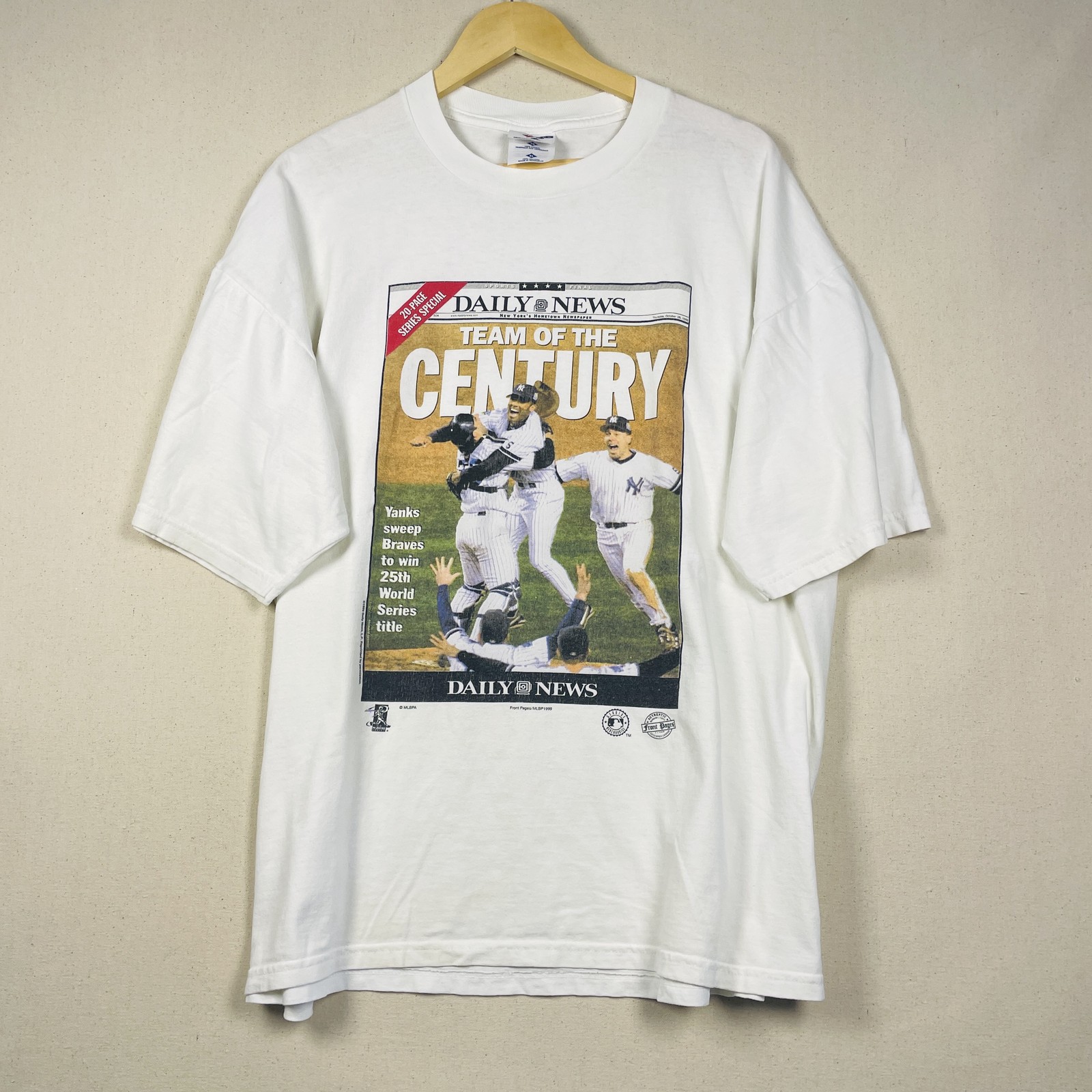 Jerzees Vintage 1999 NY Yankees Daily News Team of the Century T-Shirt Size XL