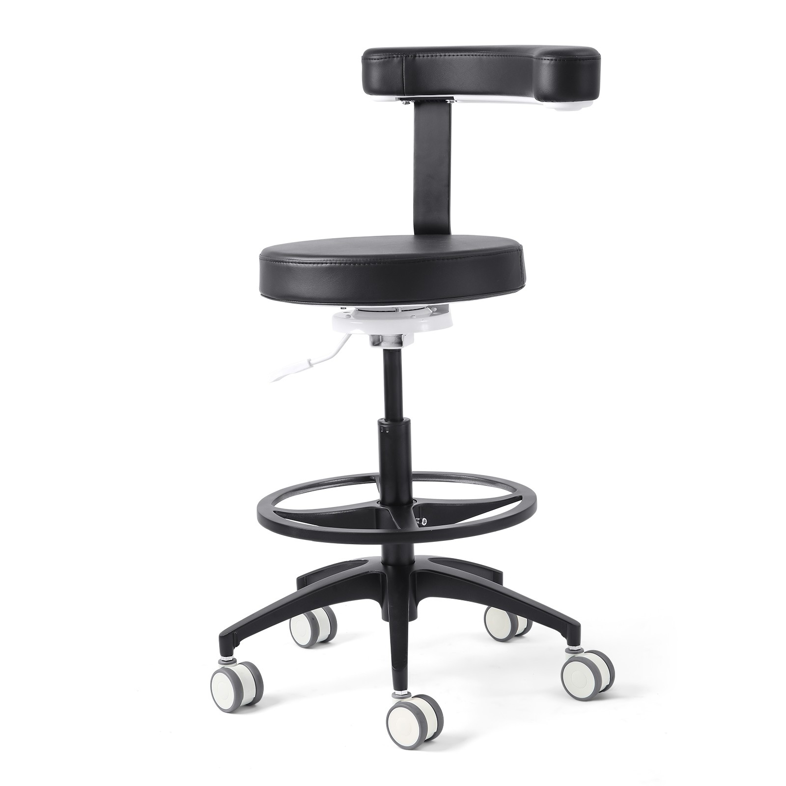 JMU Dental Doctor 360° Assistant Stool Mobile Chair Adjustable Height PU Leather