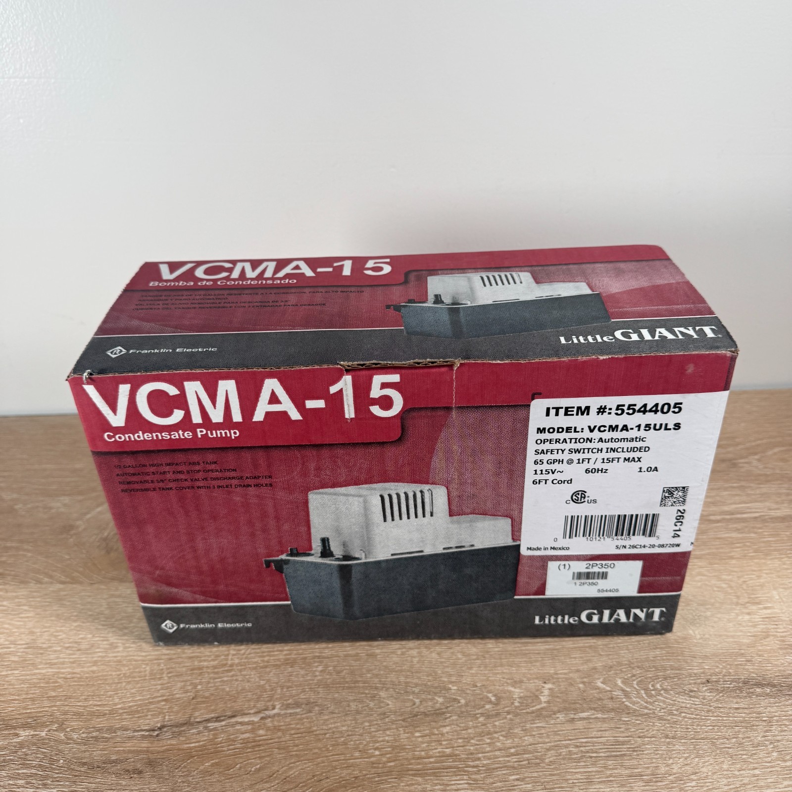 Little Giant VCMA-15ULS Automatic Condensate Pump w/ Safety Switch 554405 New