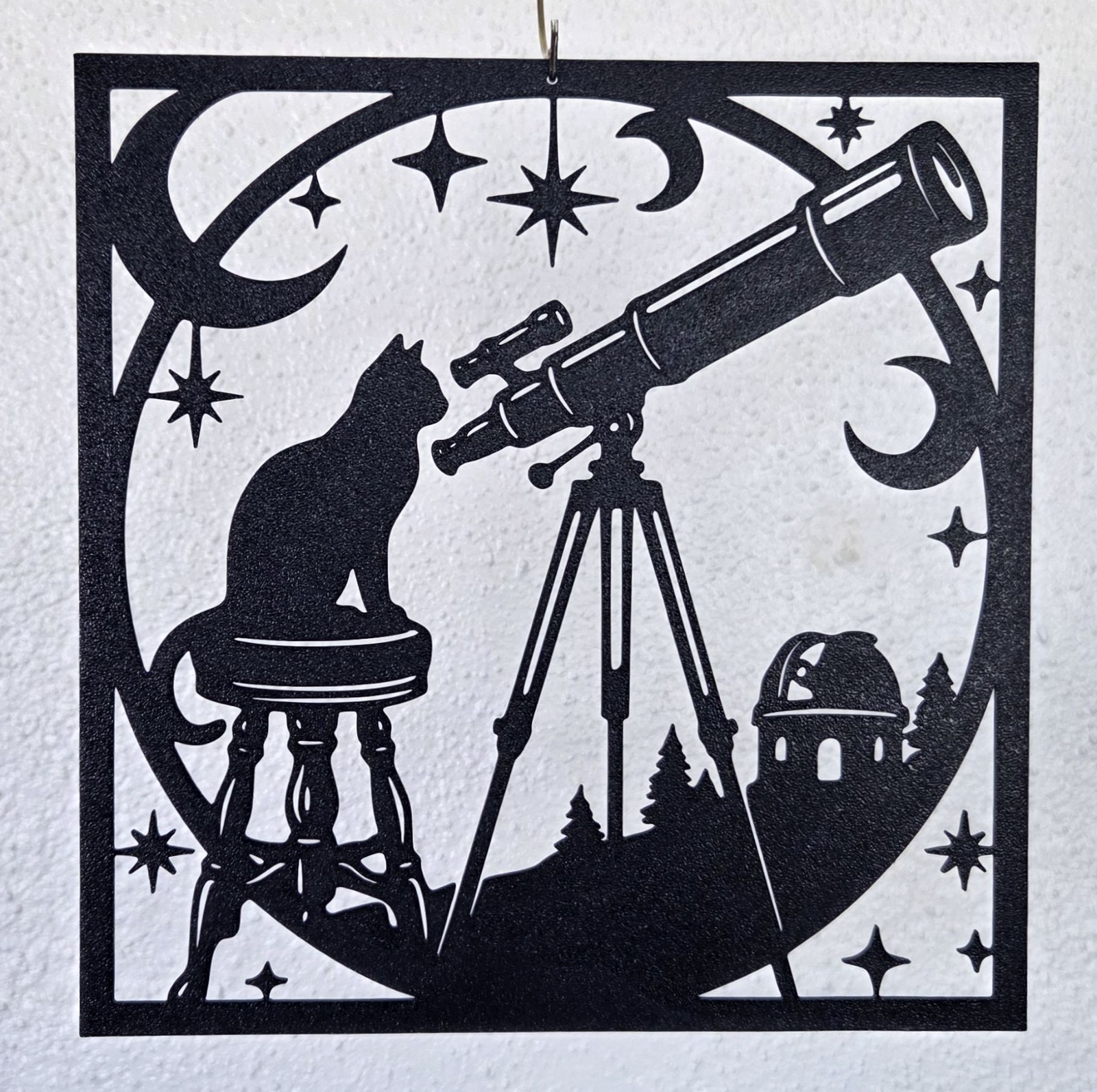 Stargazing Cat Silhouette Wall Art