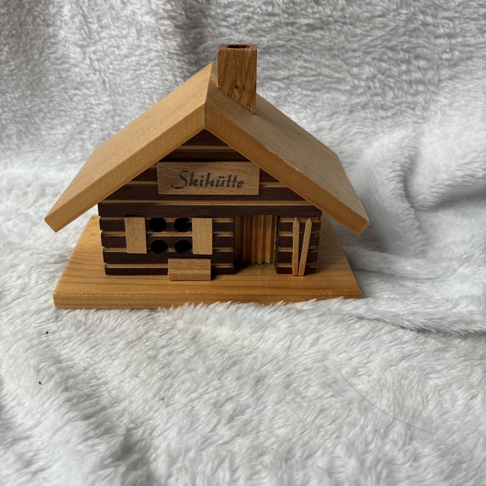 Vintage German Skihutte Wooden Incense Smoker House Chalet Handmade Germany