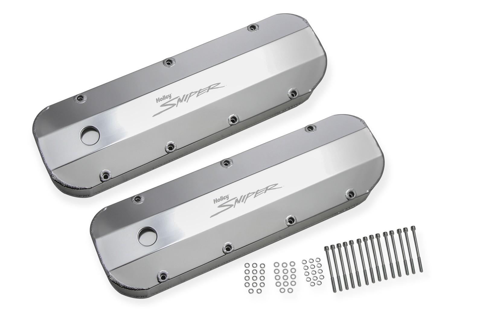 890002 Sniper Valve Cover - Fabricated Aluminum - BBC - Natural Anodized